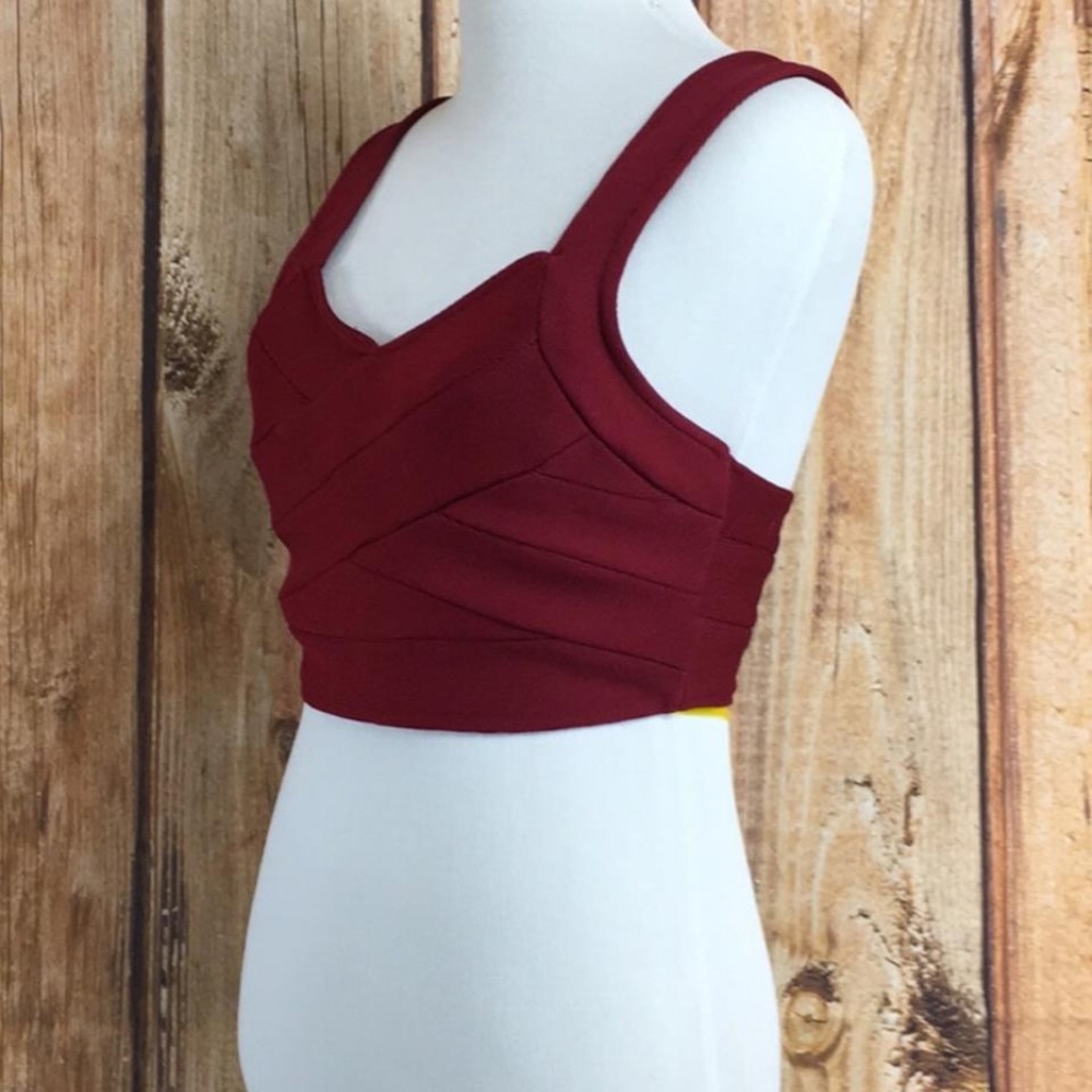 LF Rumor Boutique Burgundy Bandage Crop Top - NWT